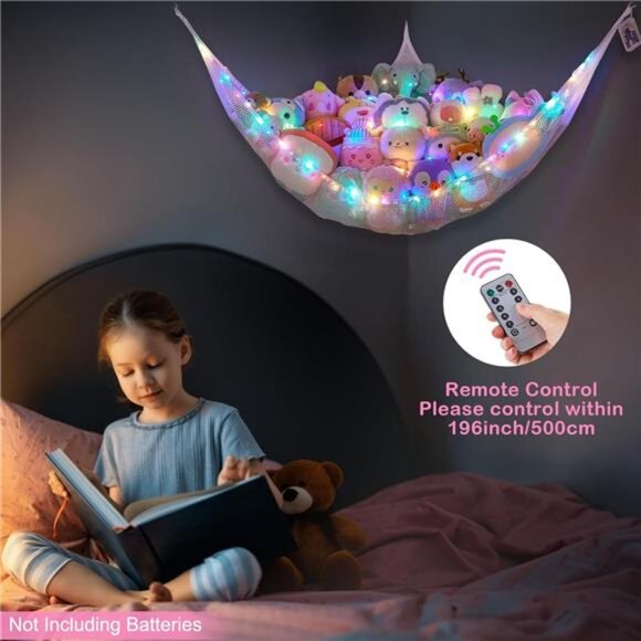 Stuffed Animals Net or Hammock with LED Light Hanging Toy Net Hammock Storage - Picture 4 of 7